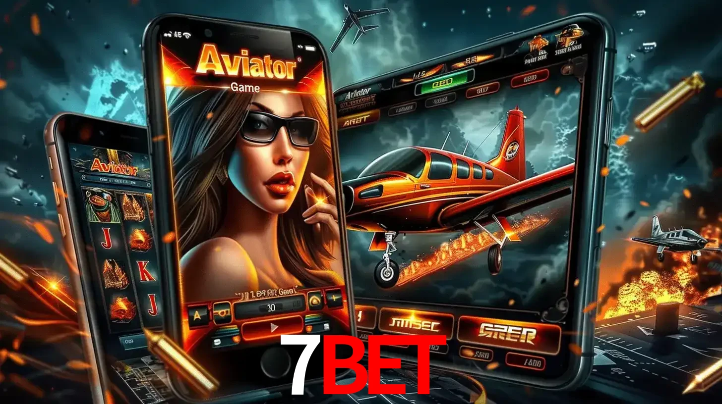 O popular jogo de apostas Aviator exibido em vários celulares e tablets, mostrando a interface emocionante e a ação de voo disponíveis para jogar agora no 7BET.