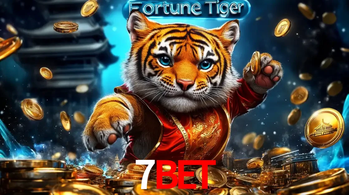 Imagem promocional do jogo de slot Fortune Tiger, com um tigre majestoso em traje tradicional cercado por uma fortuna em moedas de ouro, disponível agora no cassino 7BET.
